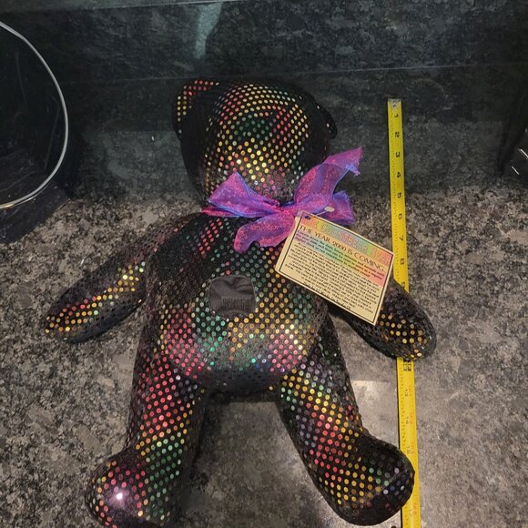 Y2K Countdown Bear - 2000 Is Coming! - Sequin Rainbow Polka Dots - 14" Plush - N - Picture 2 of 7